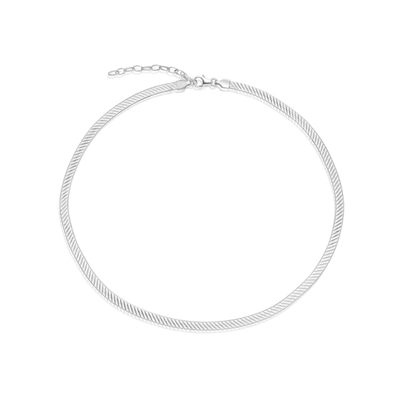 Sterling Silver Diamond Cut Herringbone Solid Necklace