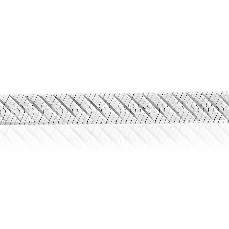 Main Image 2 of Sterling Silver Diamond Cut Herringbone Solid Necklace