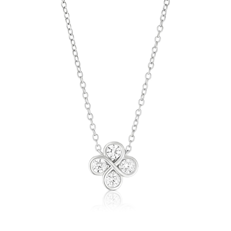 Main Image 1 of Sterling Silver 16+2" Cubic Zirconia Infinity Clover Necklace