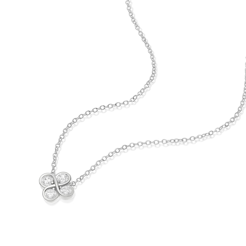 Main Image 2 of Sterling Silver 16+2" Cubic Zirconia Infinity Clover Necklace