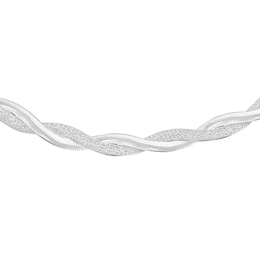 Sterling Silver 17" Entwined Textured Herringbone Necklace