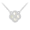 Thumbnail Image 1 of Sterling Silver 15.75+2" Mother of Pearl & Cubic Zirconia Clover Necklace
