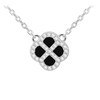 Thumbnail Image 1 of Sterling Silver 15.75+2" Black Agate & Cubic Zirconia Clover Necklace