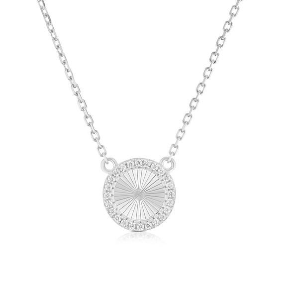 Sterling Silver 15.75+2 Cubic Zirconia Diamond Cut Circle Ne