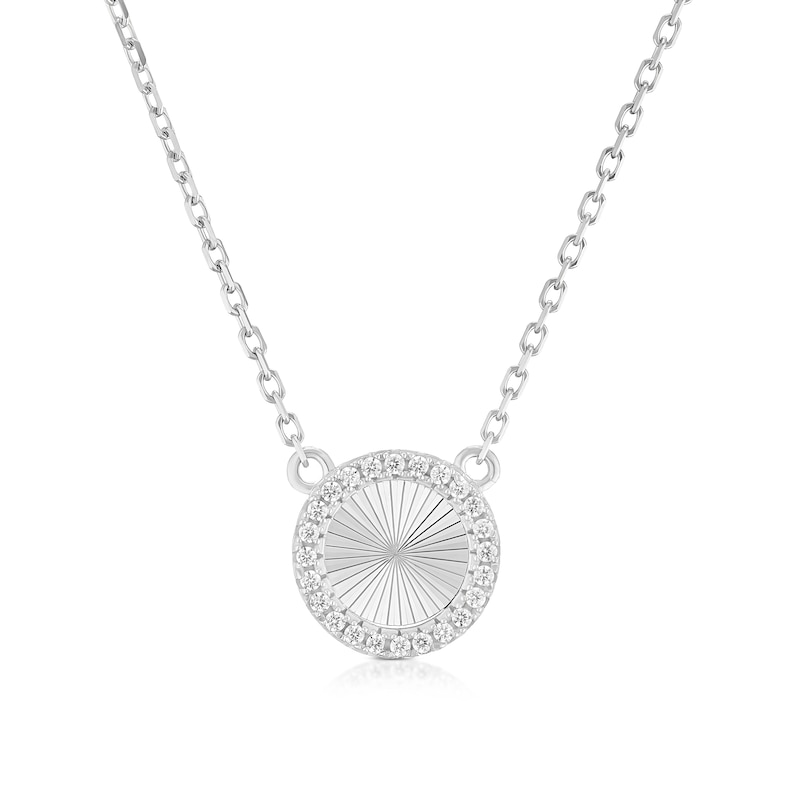 Main Image 1 of Sterling Silver 15.75+2" Cubic Zirconia Diamond Cut Circle Necklace