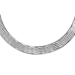 Sterling Silver 17" Diamond Cut Herringbone Chain Necklace