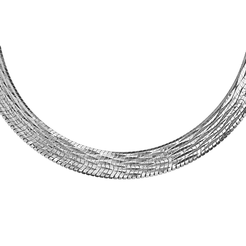 Main Image 1 of Sterling Silver 17" Diamond Cut Herringbone Chain Necklace
