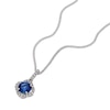 Thumbnail Image 2 of Sterling Silver 16+2" Cubic Zirconia & Created Sapphire Fancy Halo Pendant Necklace