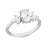 Thumbnail Image 1 of Sterling Silver Rhodium Oval & Marquise Cubic Zirconia Trilogy Ring