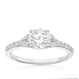 Sterling Silver & Cubic Zirconia Set Shoulder Solitaire Ring