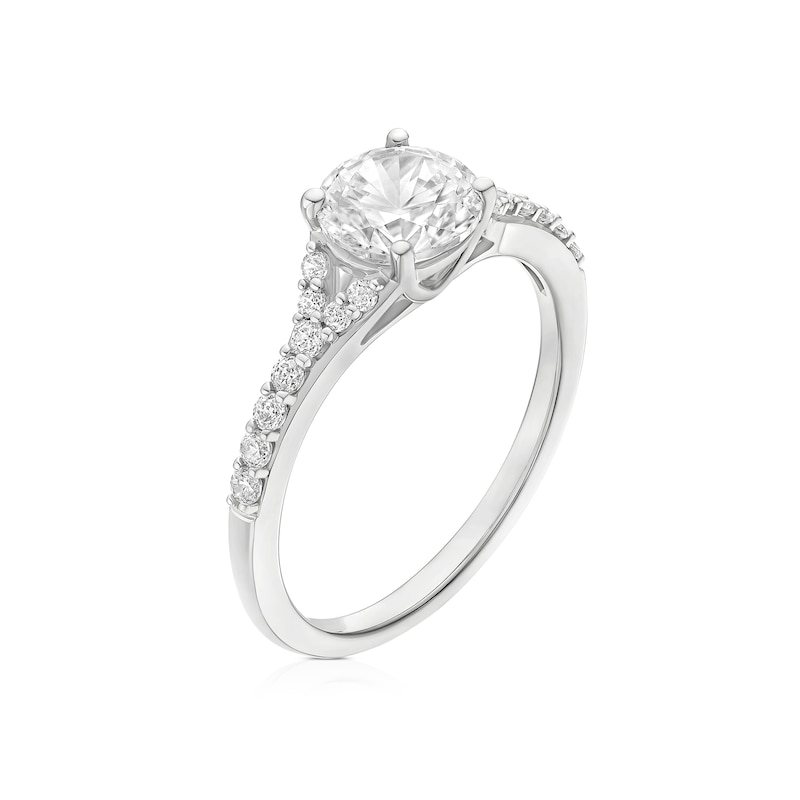 Main Image 2 of Sterling Silver & Cubic Zirconia Set Shoulder Solitaire Ring