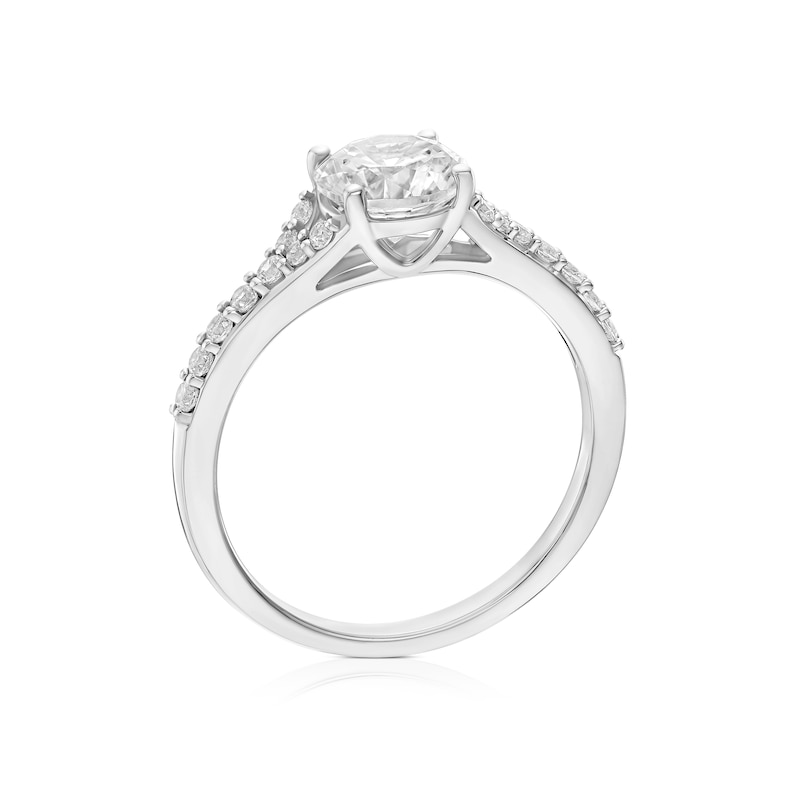 Main Image 3 of Sterling Silver & Cubic Zirconia Set Shoulder Solitaire Ring