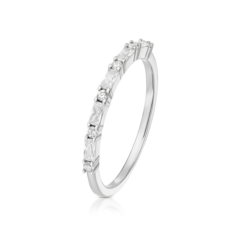 Main Image 2 of Sterling Silver Baguette & Round Cubic Zirconia Half Eternity Ring