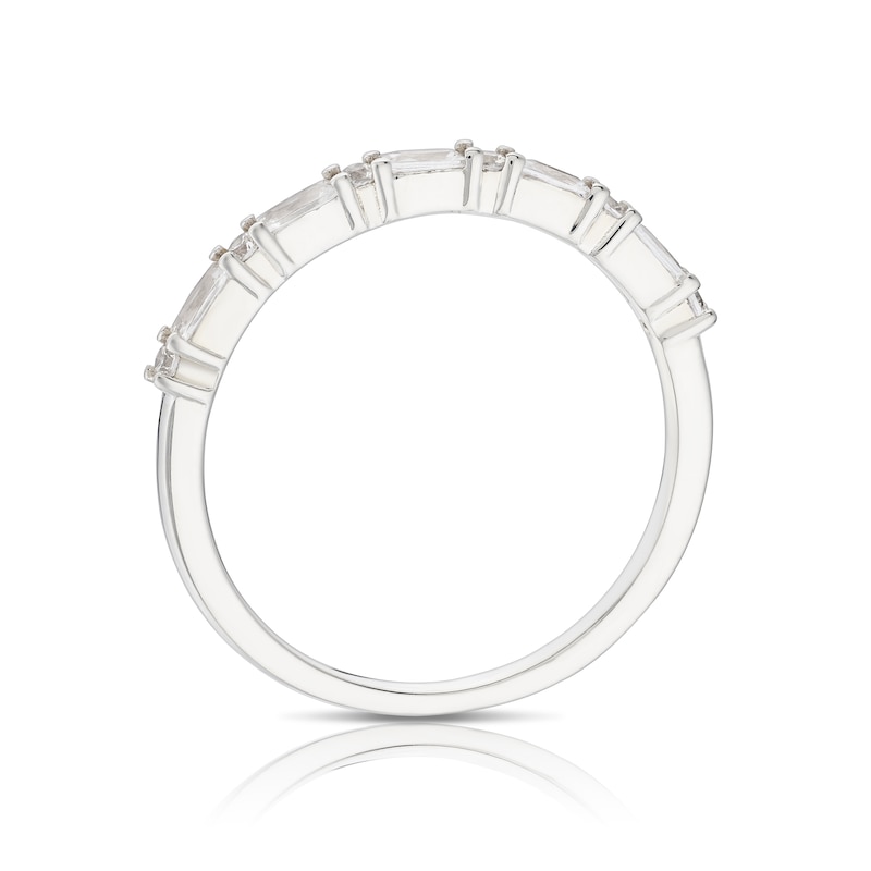 Main Image 3 of Sterling Silver Baguette & Round Cubic Zirconia Half Eternity Ring