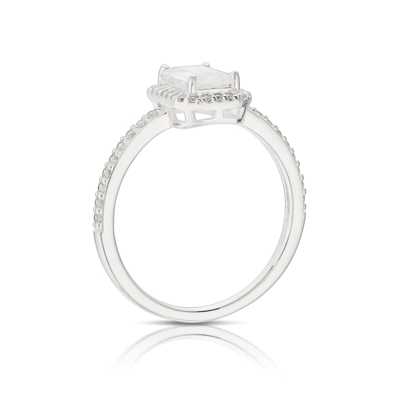 Main Image 3 of Sterling Silver Baguette Cubic Zirconia Halo Ring