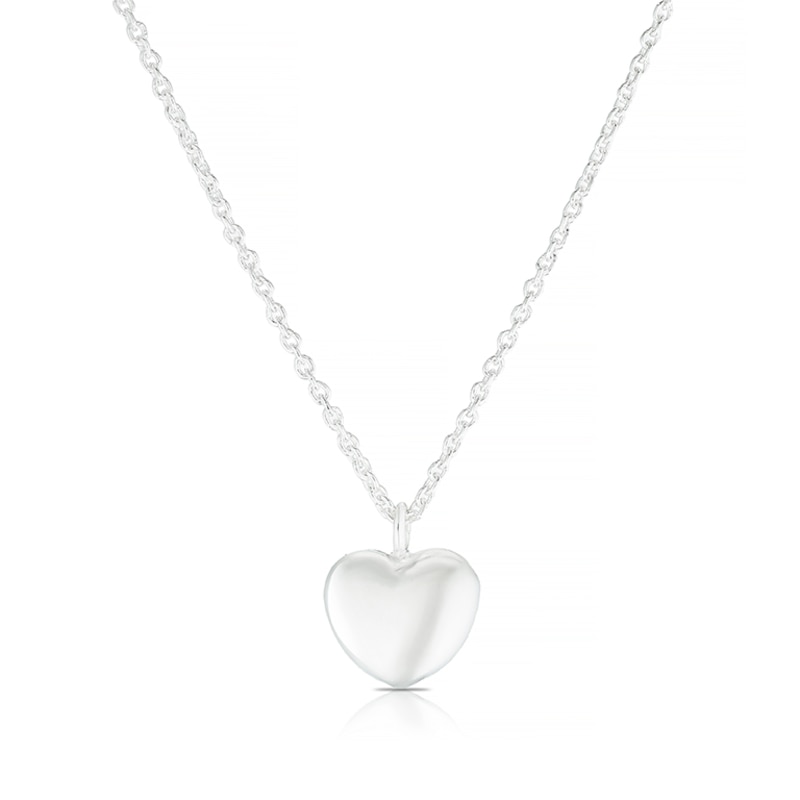 Main Image 1 of Sterling Silver Puff Heart Shaped Pendant Necklace