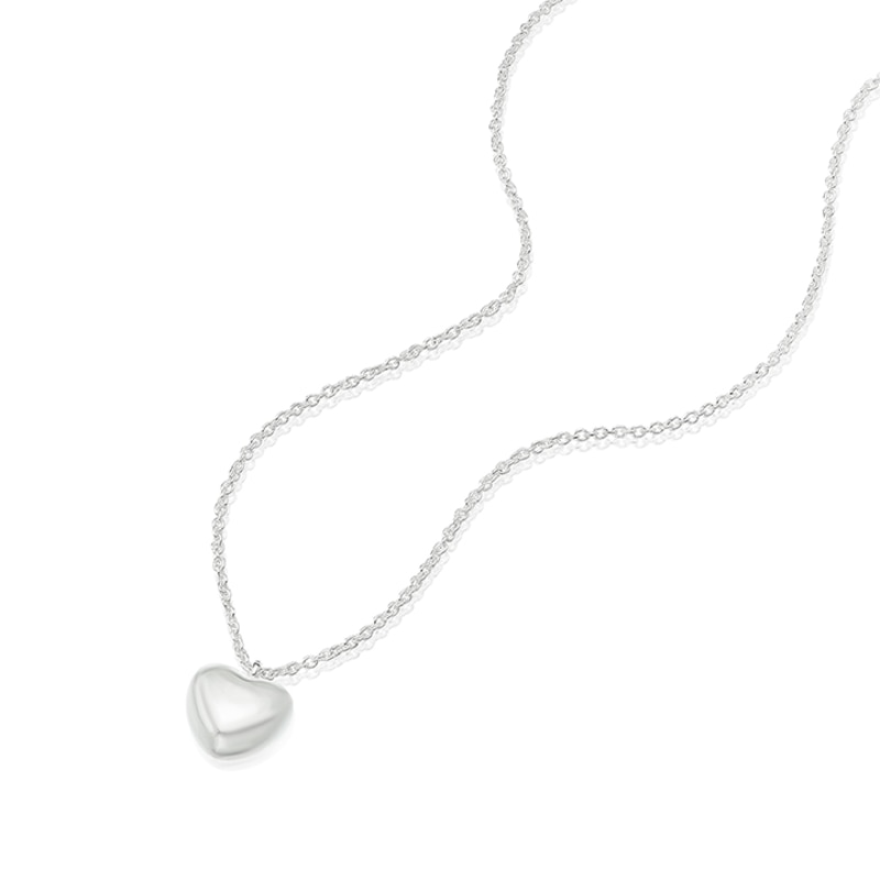 Main Image 2 of Sterling Silver Puff Heart Shaped Pendant Necklace