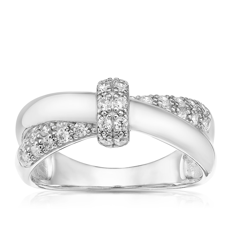 Main Image 1 of Sterling Silver Cubic Zirconia & Polished Crossover Ring