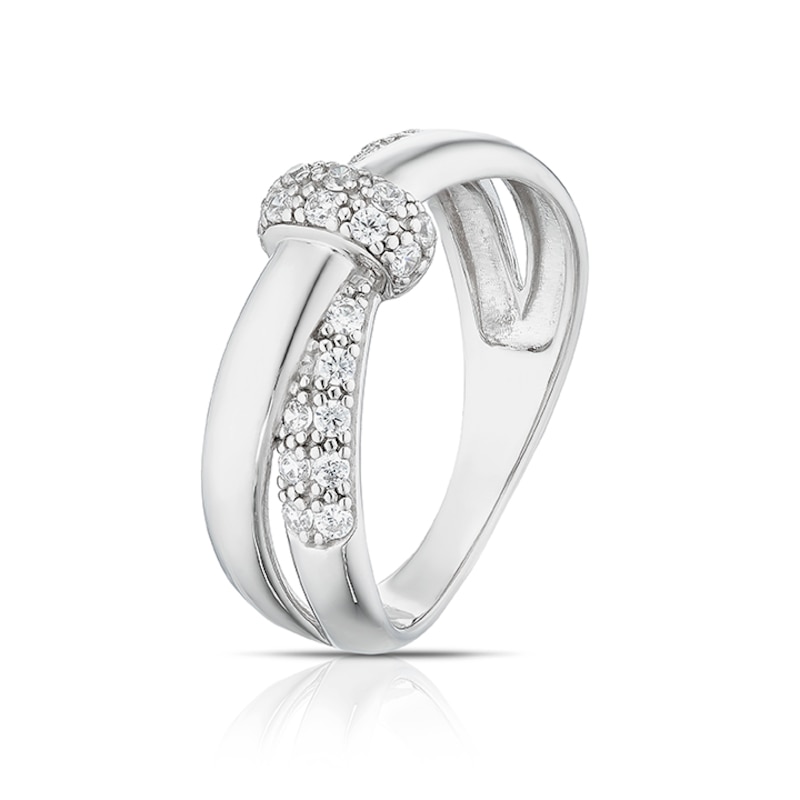 Main Image 2 of Sterling Silver Cubic Zirconia & Polished Crossover Ring