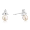 Thumbnail Image 1 of Sterling Silver Three-Stone Cubic Zirconia & Cultured Freshwater Pearl Stud Earrings