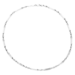 Sterling Silver 18" Textured Fancy Twist Herringbone Necklace