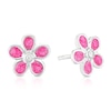 Thumbnail Image 1 of Children's Sterling Silver Cubic Zirconia Pink Enamel Flower Stud Earrings