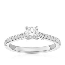 Engagement Ring Platinum Diamond Set Shoulders Solitaire 0.50ct Diamond Ring