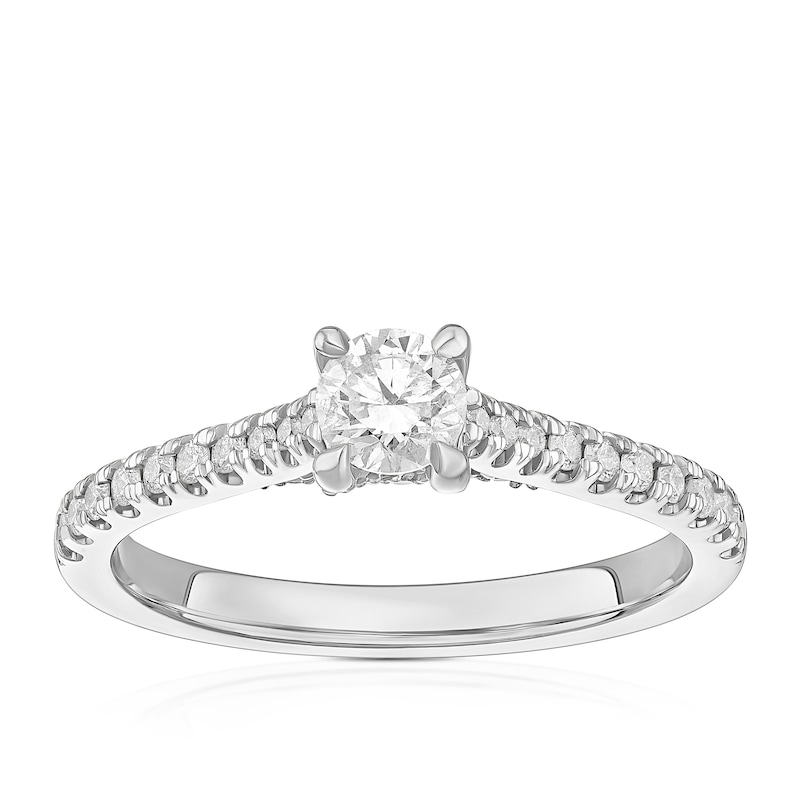 Main Image 1 of Engagement Ring Platinum Diamond Set Shoulders Solitaire 0.50ct Diamond Ring