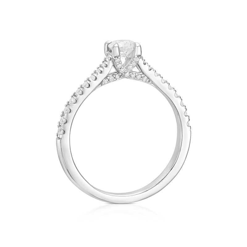 Main Image 2 of Engagement Ring Platinum Diamond Set Shoulders Solitaire 0.50ct Diamond Ring