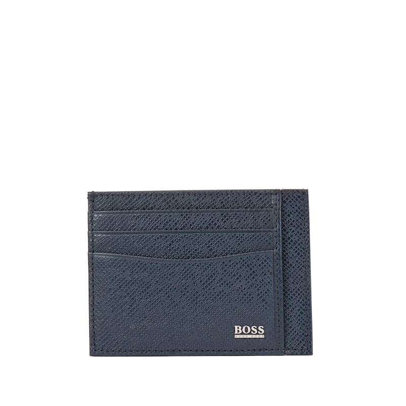 Main Image 1 of BOSS Textured Grey Leather Card Holder