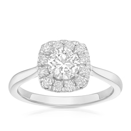 Engagement Ring Platinum Cushion Shaped Halo 1ct Diamond Ring