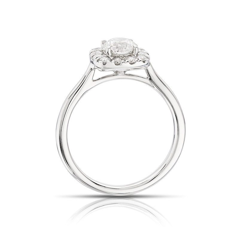 Main Image 3 of Engagement Ring Platinum Cushion Shaped Halo 1ct Diamond Ring