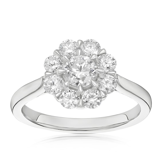 Engagement Ring Platinum Flower Shaped 1ct Diamond Ring