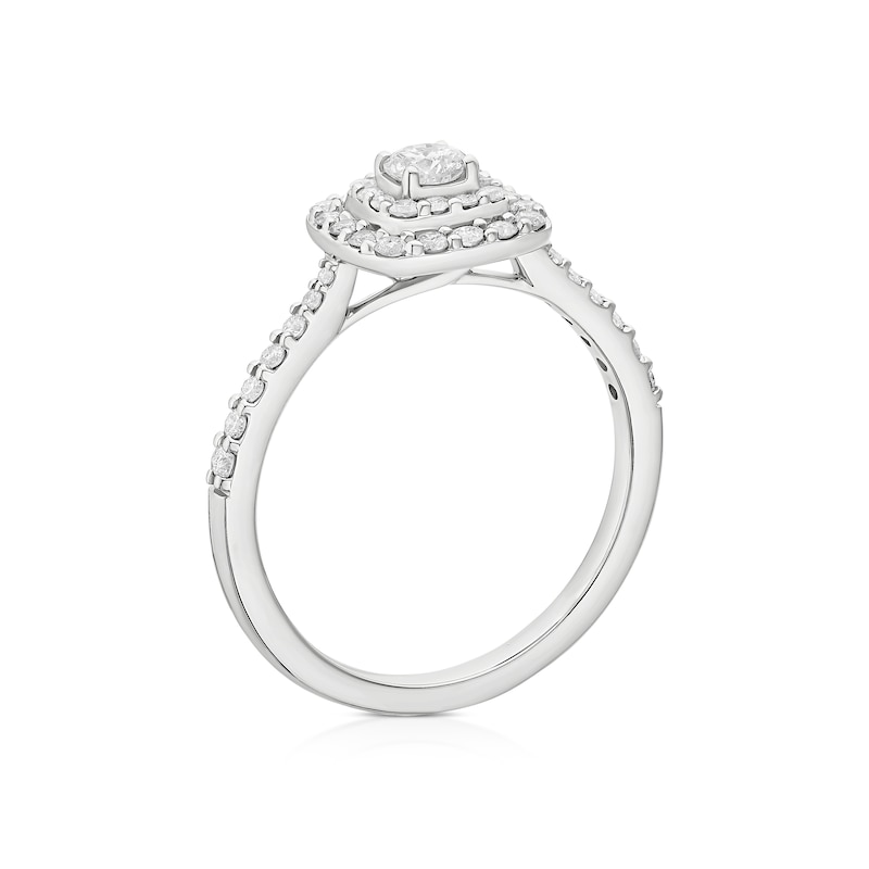Main Image 3 of Engagement Ring Platinum Cushion Shaped Double Halo 0.50ct Diamond Ring