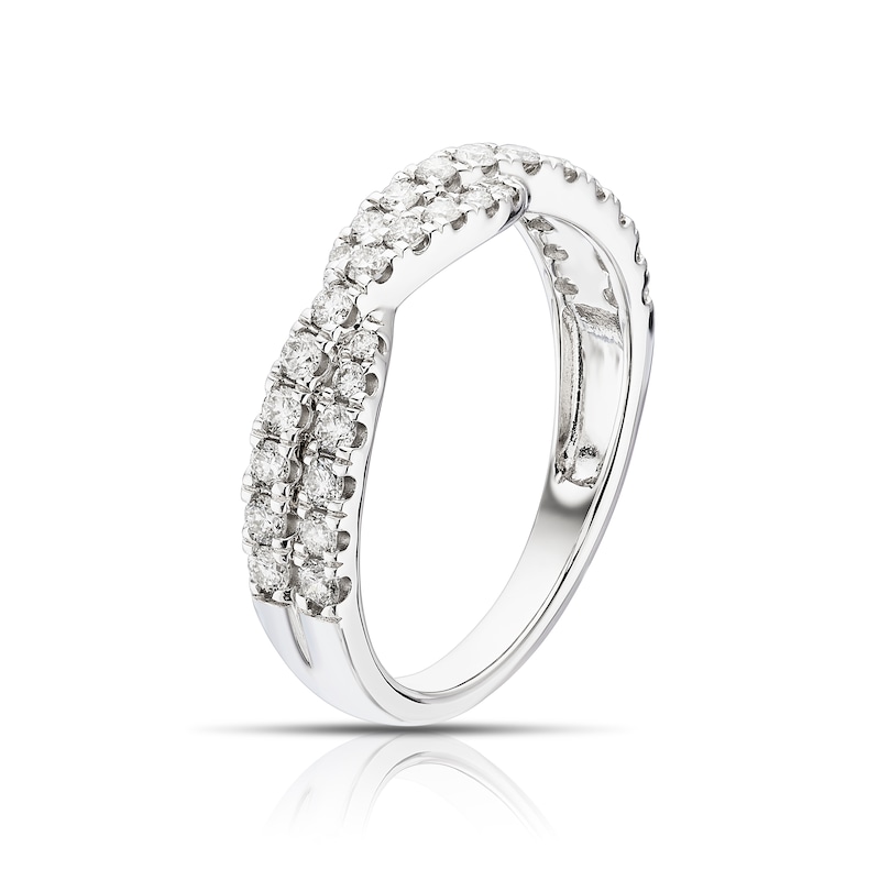 Main Image 2 of Engagement Ring 9ct White Gold Round Cut Twist Band 0.50ct Diamond Ring