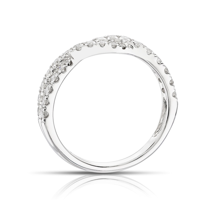 Main Image 3 of Engagement Ring 9ct White Gold Round Cut Twist Band 0.50ct Diamond Ring