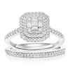 Thumbnail Image 1 of Engagement Ring Platinum Emerald Shaped Cluster Bridal Set 0.50ct Diamond Ring