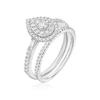 Thumbnail Image 2 of Engagement Ring Platinum Pear Double Halo Bridal Set 0.50ct Diamond Ring