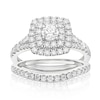 Thumbnail Image 1 of Engagement Ring Platinum Cushion Shaped Halo Bridal Set 1ct Diamond Ring