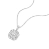 Thumbnail Image 2 of Platinum Emerald Shaped 1ct Diamond Double Halo Pendant Necklace