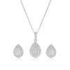 Thumbnail Image 1 of 9ct White Gold 0.50ct Diamond Pear Shaped Halo Earrings & Necklace Set