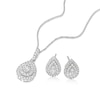 Thumbnail Image 2 of 9ct White Gold 0.50ct Diamond Pear Shaped Halo Earrings & Necklace Set