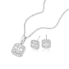 Thumbnail Image 2 of 9ct White Gold & 0.50ct Diamond Emerald Shaped Halo Earrings & Necklace Set