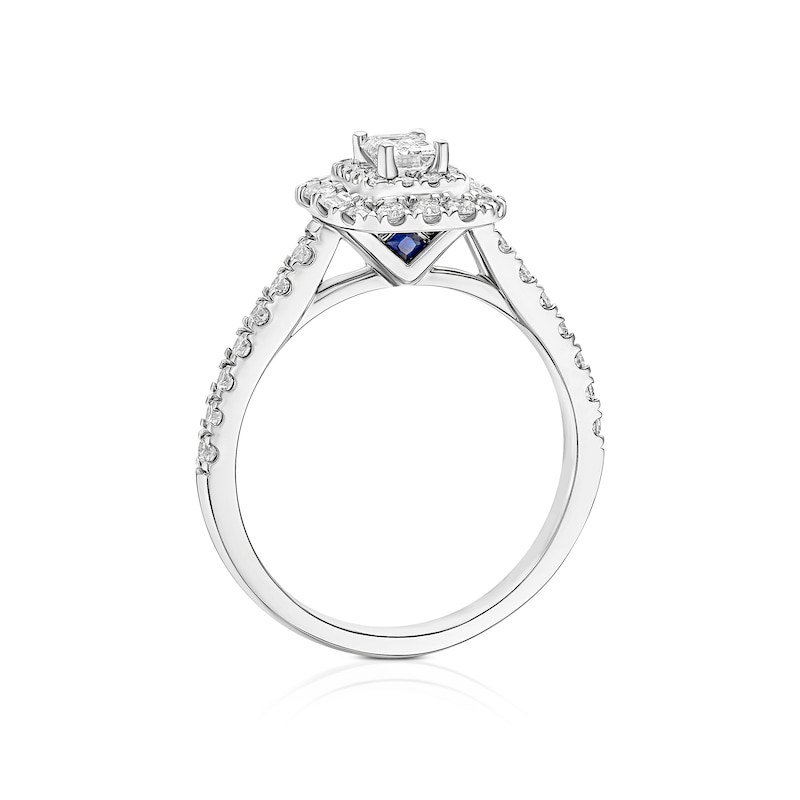 Main Image 3 of Engagement Ring Vera Wang Platinum Emerald & Baguette Cut Halo 0.70ct Diamond Ring