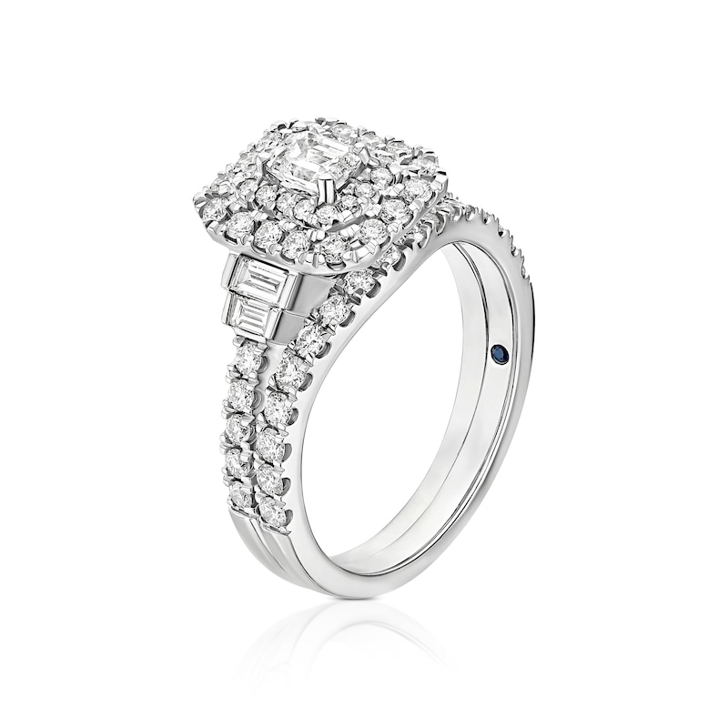 Main Image 2 of Engagement Ring Vera Wang Platinum Emerald Shaped Bridal Set 1.25ct Diamond Ring