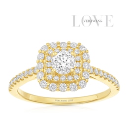 Engagement Ring Vera Wang 18ct Yellow Gold Round Cut Double Halo 0.60ct Diamond Ring
