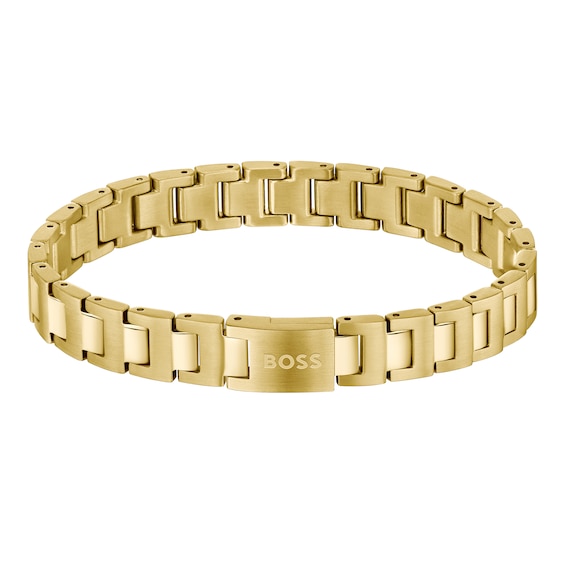 Men's Boss Candor Gold Ip 7.5" Linked Bracelet