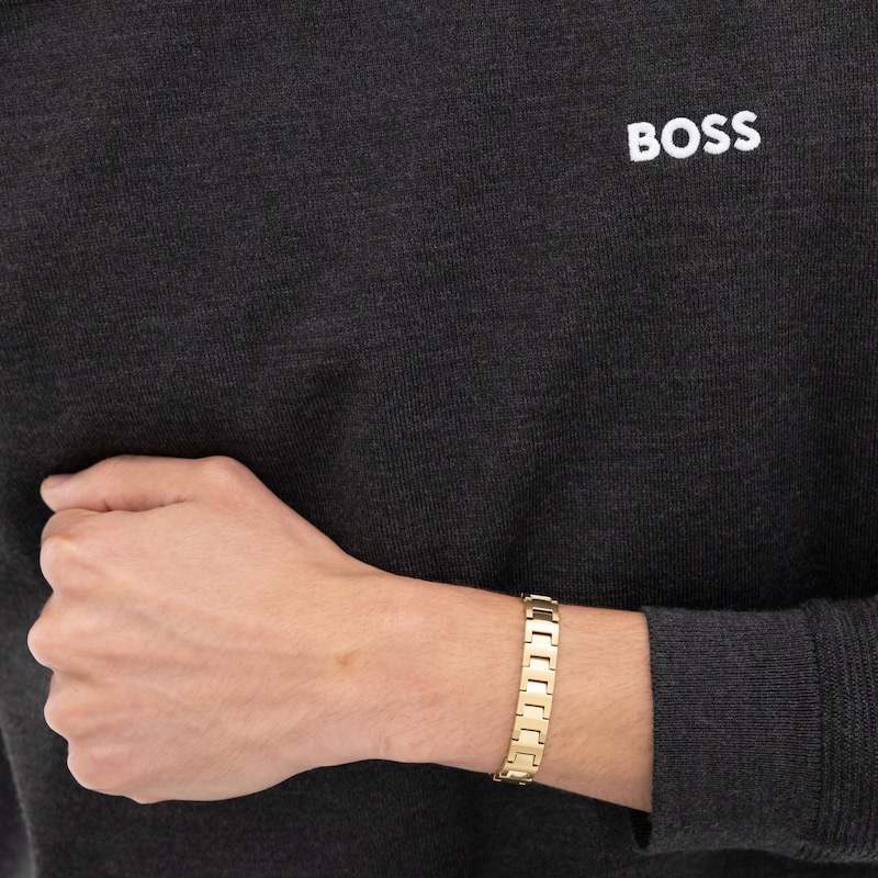 Main Image 5 of BOSS Candor Men's Gold IP 7.5" Linked Bracelet