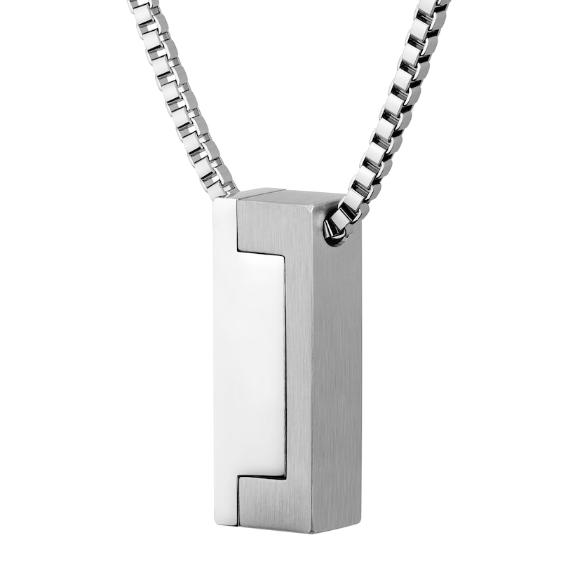 Main Image 3 of BOSS Candor Men's Stainless Steel 24" Rectangle Pendant Necklace