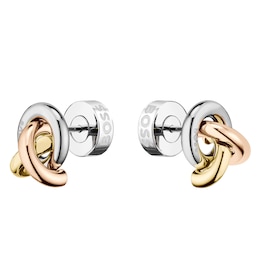 BOSS Harmonie Tri Tone 10mm Knot Stud Earrings